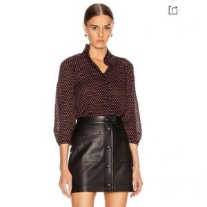 Frame Black Red Heart Pattern Top Blouse XS